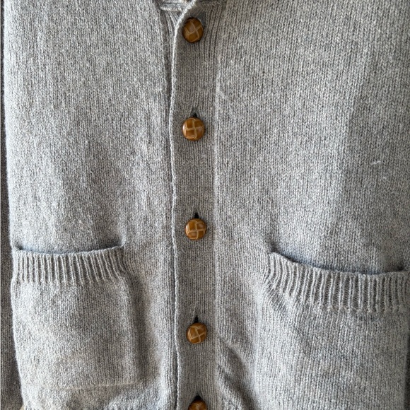 Orvis Men's Oatmeal Wool Blend Shawl Collar Cardigan with Leather Buttons, Large - Picture 3 of 5